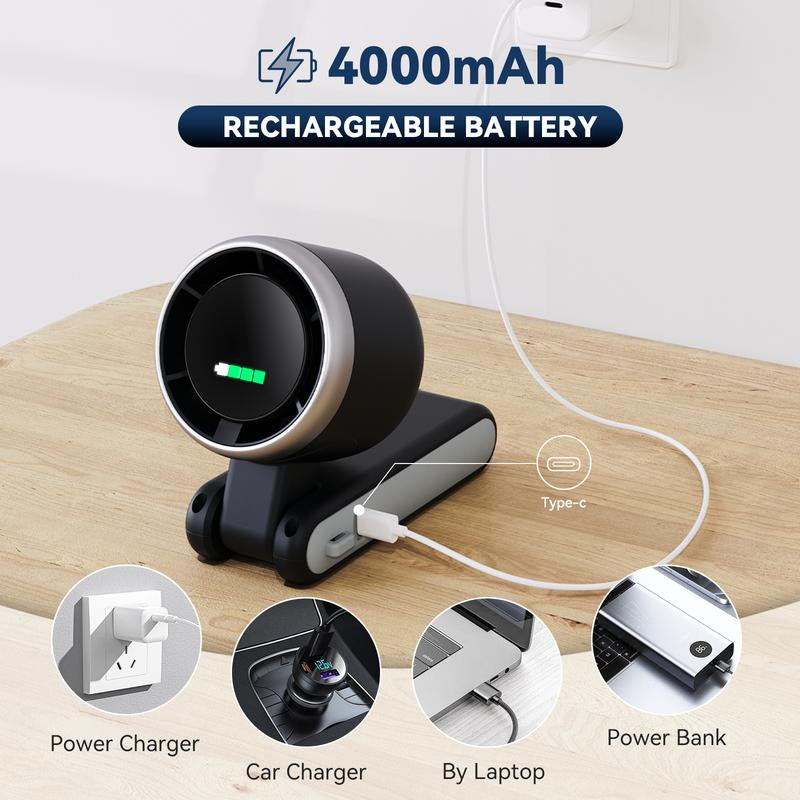 PLAYHOT Portable Handheld Turbo Fan, 5 Gear Wind,4000Mah Battery Operated, up to 10 Working Hours, 3 in 1 Hand Fan Rechargeable with Air Turbo Tech Cooling Fan for Outdoor Activities, Travel, Working, Summer Selected Products