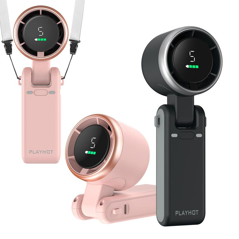 PLAYHOT Portable Handheld Turbo Fan, 5 Gear Wind,4000Mah Battery Operated, up to 10 Working Hours, 3 in 1 Hand Fan Rechargeable with Air Turbo Tech Cooling Fan for Outdoor Activities, Travel, Working, Summer Selected Products