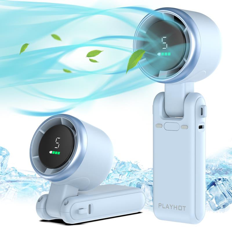 PLAYHOT Portable Handheld Turbo Fan, 5 Gear Wind,4000Mah Battery Operated, up to 10 Working Hours, 3 in 1 Hand Fan Rechargeable with Air Turbo Tech Cooling Fan for Outdoor Activities, Travel, Working, Summer Selected Products