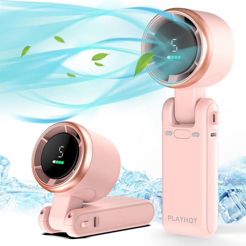 PLAYHOT Portable Handheld Turbo Fan, 5 Gear Wind,4000Mah Battery Operated, up to 10 Working Hours, 3 in 1 Hand Fan Rechargeable with Air Turbo Tech Cooling Fan for Outdoor Activities, Travel, Working, Summer Selected Products