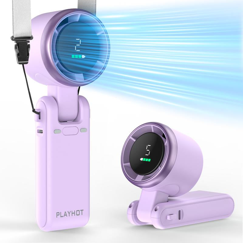 PLAYHOT Portable Handheld Turbo Fan, 5 Gear Wind,4000Mah Battery Operated, up to 10 Working Hours, 3 in 1 Hand Fan Rechargeable with Air Turbo Tech Cooling Fan for Outdoor Activities, Travel, Working, Summer Selected Products