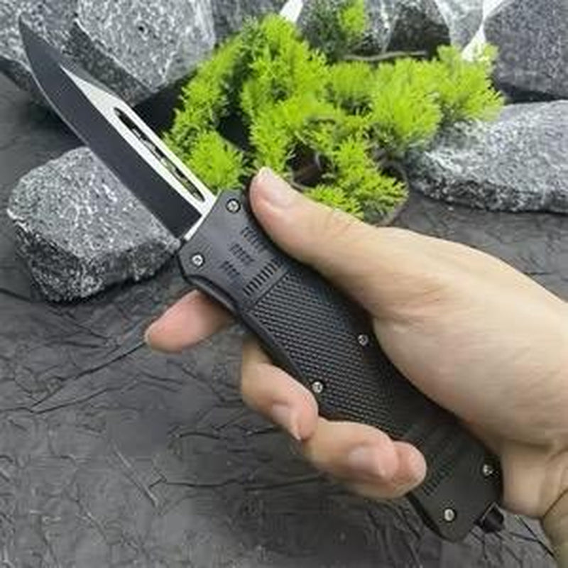 Portable Pocket Knife Straight or Curved Edge EDC Kitchen Camping Stainless Steel Blade, Sturdy Plastic Grip
