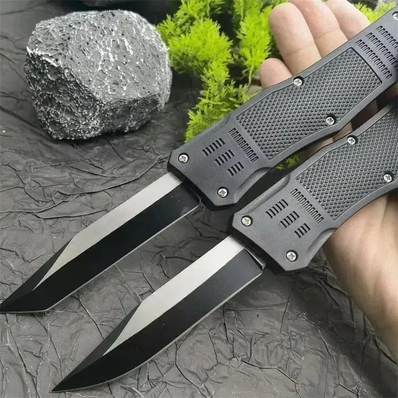 Portable Pocket Knife Straight or Curved Edge EDC Kitchen Camping Stainless Steel Blade, Sturdy Plastic Grip
