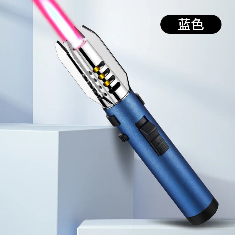 1800°High Temperature Spray Gun Butane Gas Lighter Metal Outdoor Windproof Blue Powerful Flame Torch Jet Lighter Welding Tool