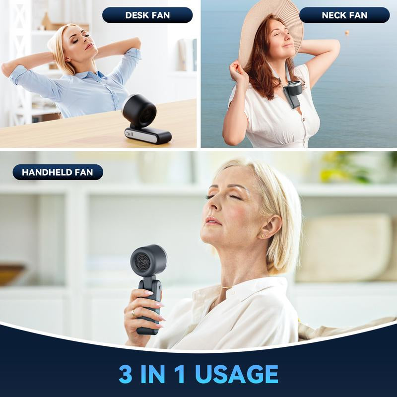 PLAYHOT Portable Handheld Turbo Fan, 5 Gear Wind,4000Mah Battery Operated, up to 10 Working Hours, 3 in 1 Hand Fan Rechargeable with Air Turbo Tech Cooling Fan for Outdoor Activities, Travel, Working, Summer Selected Products