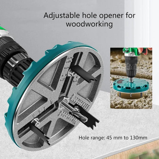 Adjustable Round Hole Saw Tool for Woodworking, Diameter Range 45mm-130mm