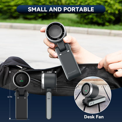 PLAYHOT Portable Handheld Turbo Fan, 5 Gear Wind,4000Mah Battery Operated, up to 10 Working Hours, 3 in 1 Hand Fan Rechargeable with Air Turbo Tech Cooling Fan for Outdoor Activities, Travel, Working, Summer Selected Products