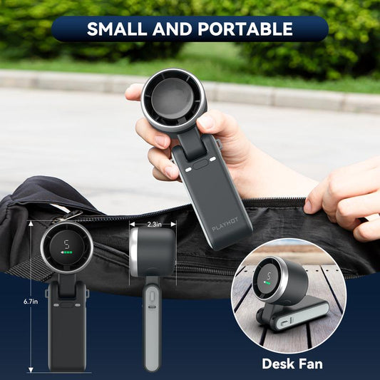 PLAYHOT Portable Handheld Turbo Fan, 5 Gear Wind,4000Mah Battery Operated, up to 10 Working Hours, 3 in 1 Hand Fan Rechargeable with Air Turbo Tech Cooling Fan for Outdoor Activities, Travel, Working, Summer Selected Products